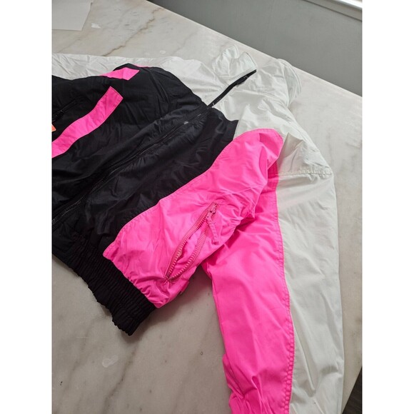 U&I Sport Colorblock Windbreaker Jacket, Black, Pink & White, Lightweight, Sz M - Picture 5 of 16